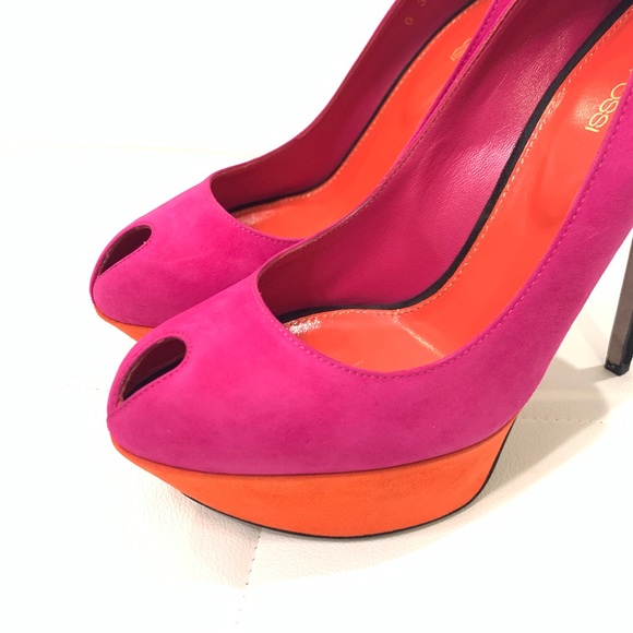 SERGIO ROSSI Multi Color Suede Pumps Sz 39.5 - Picture 4 of 6